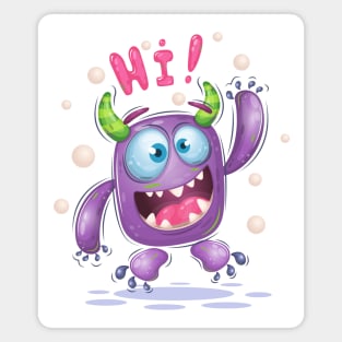 Cheerful cartoon monster. Magnet